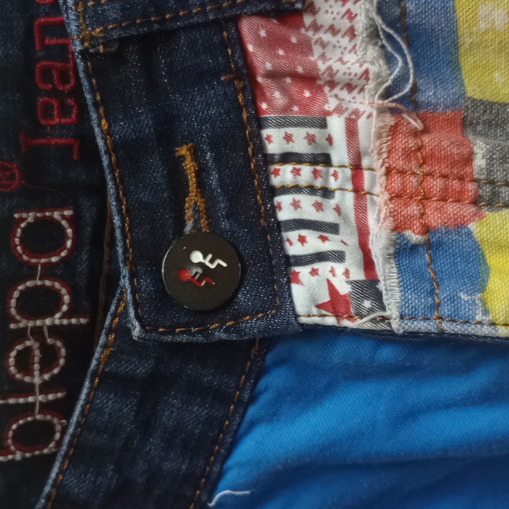 BIEPA MULTICOLORED MEN'S STRAIGHT JEANS WITH DIFFERENT FABRICS PATCHWORK ART - Picture 8 of 16